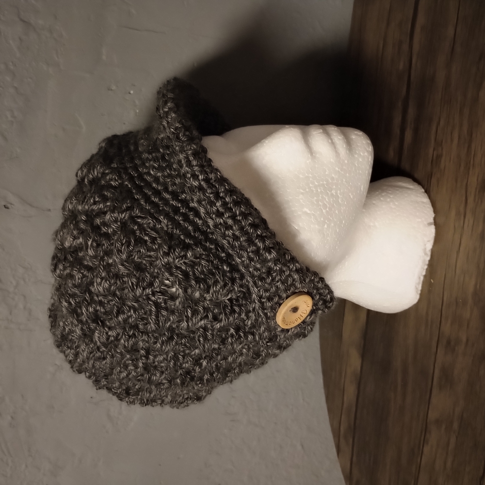 Handmade Knit Beanie with Button Accent